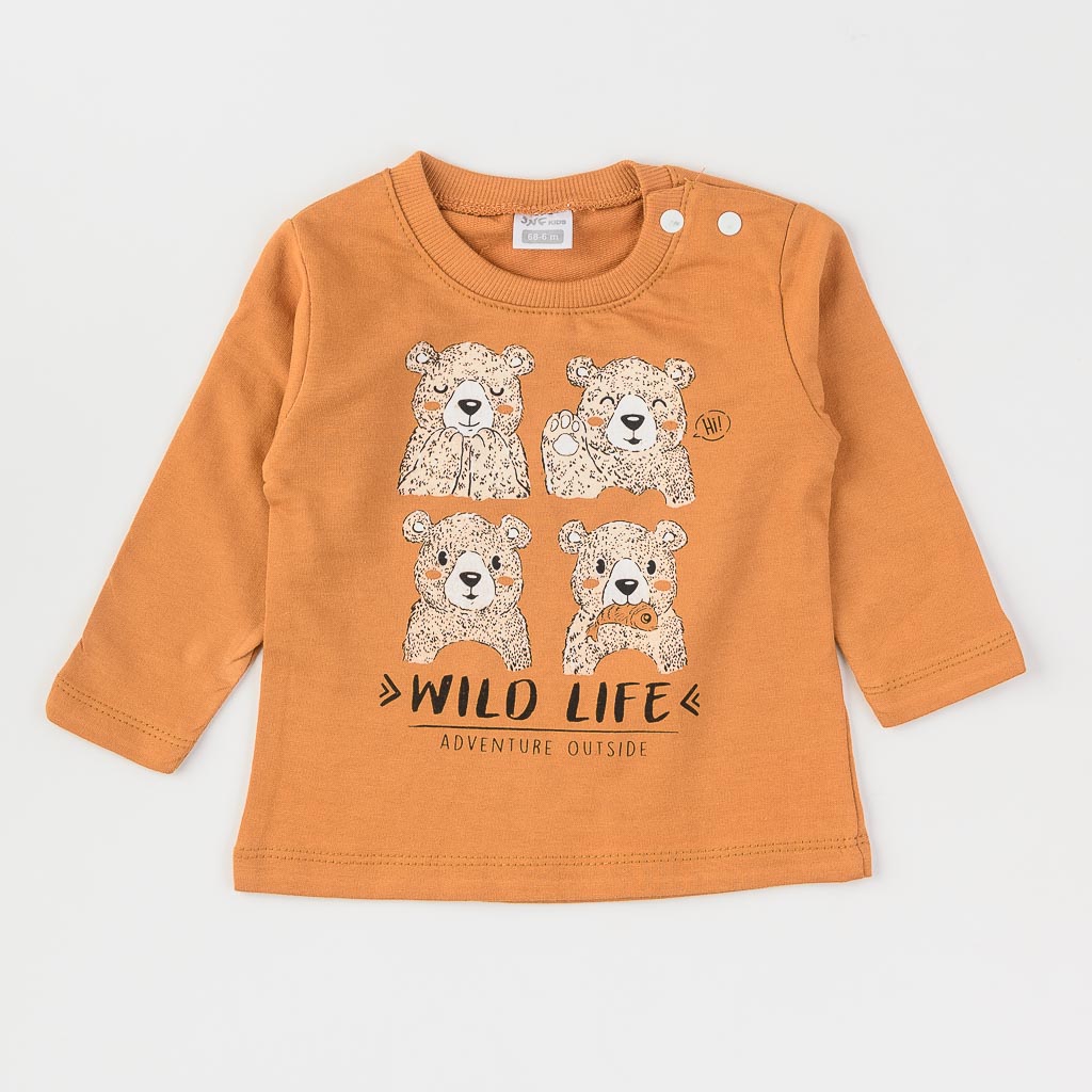Βρεφικά σετ ρούχων Για Αγόρι Μπλούζα Παντελόνι με πουκαμισο  JNF   Wild life  Καφε
