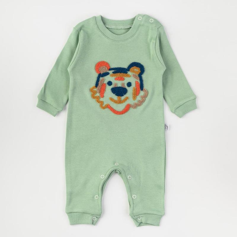 Baby overalls For a boy with long sleeves  Tiger  Green