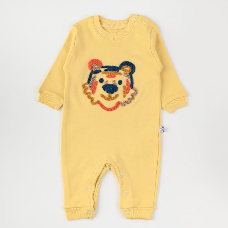 Baby overalls For a boy with long sleeves  Tiger  Yellow