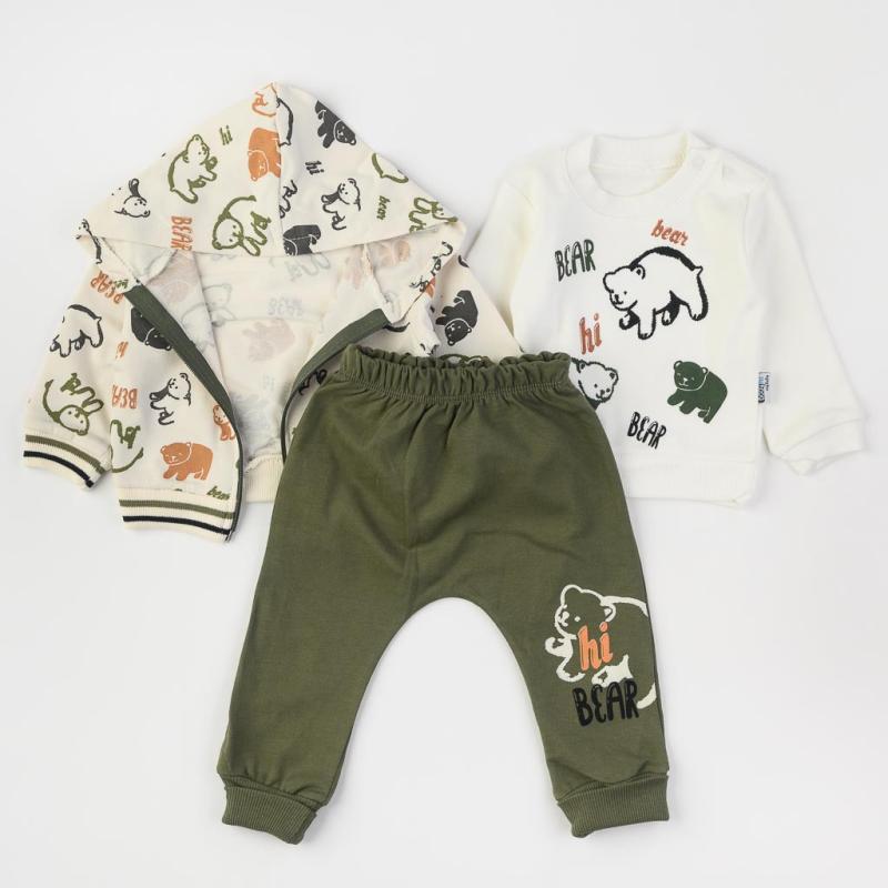 Βρεφικά σετ ρούχων 3 τεμαχια Για Αγόρι  Baby Hi Bear  Πρασινο