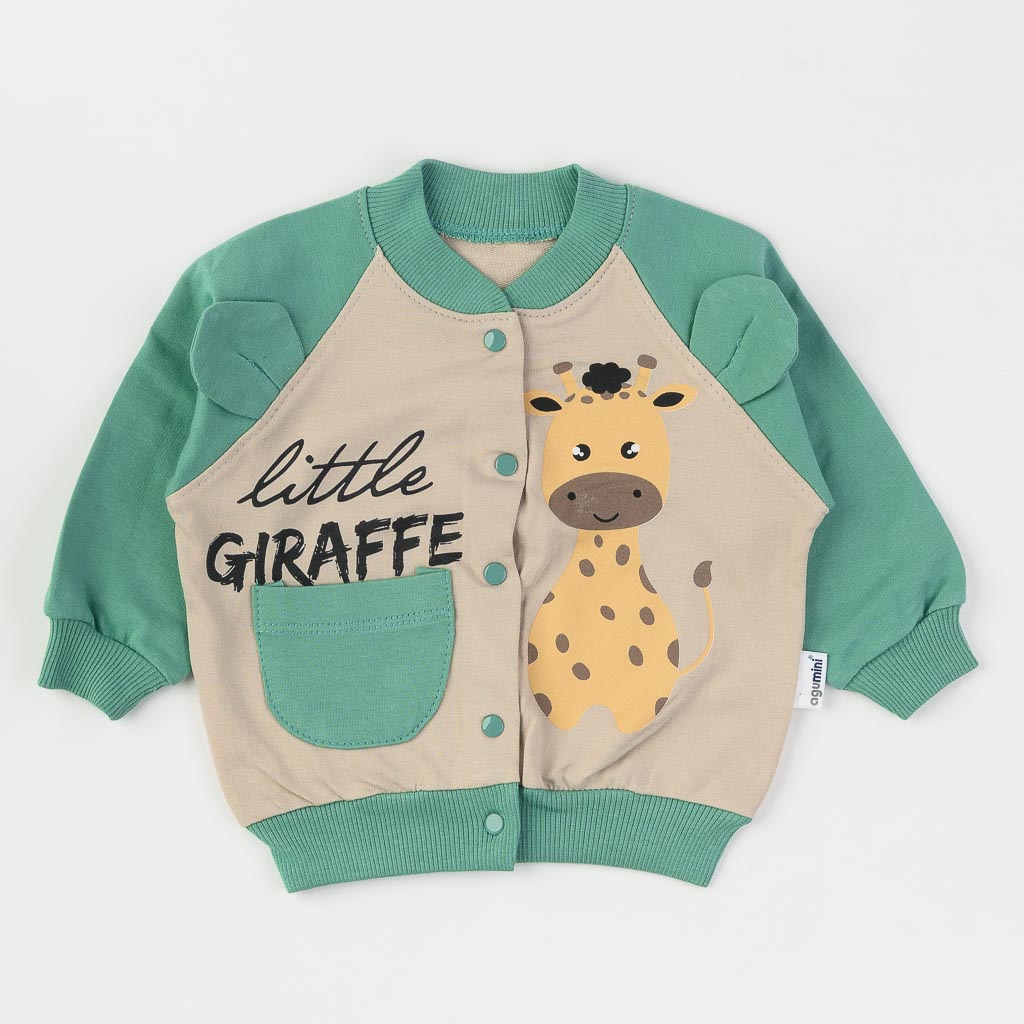 Βρεφικά σετ ρούχων 3 τεμαχια με ζακετα Για Αγόρι  Little giraffe  Πρασινο