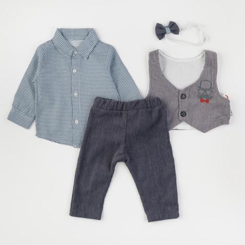 Бебешки комплект за момче риза и панталон Bebedex Gray Style Сив