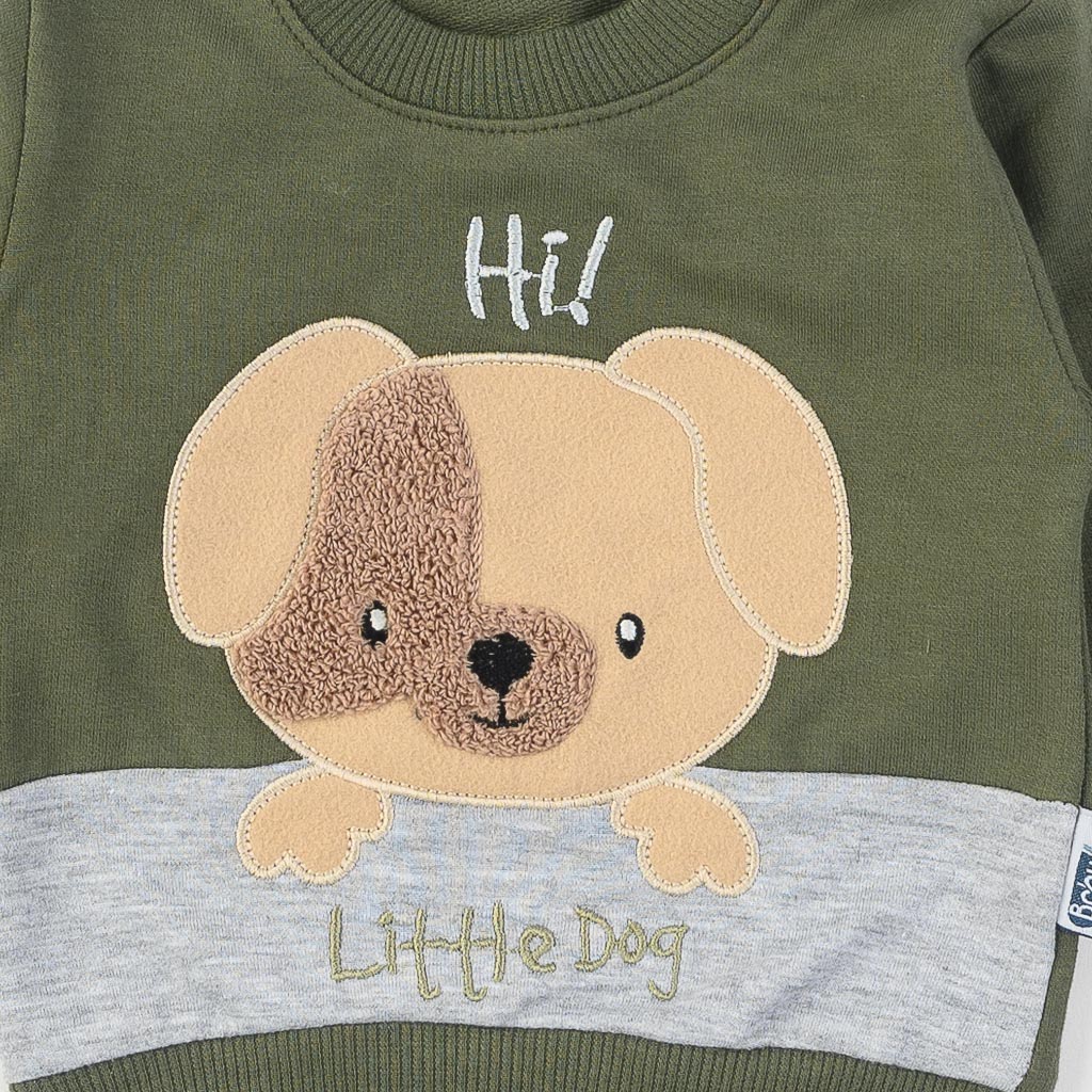 Бебешки спортен комплект за момче Baby hi Little dog Зелен