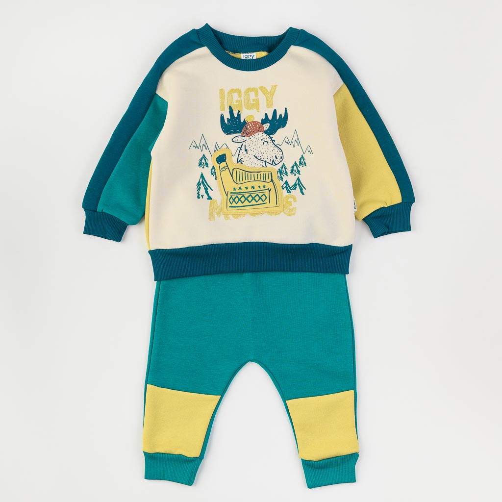 Бебешки ватиран спортен комплект Iggy the moose Зелен