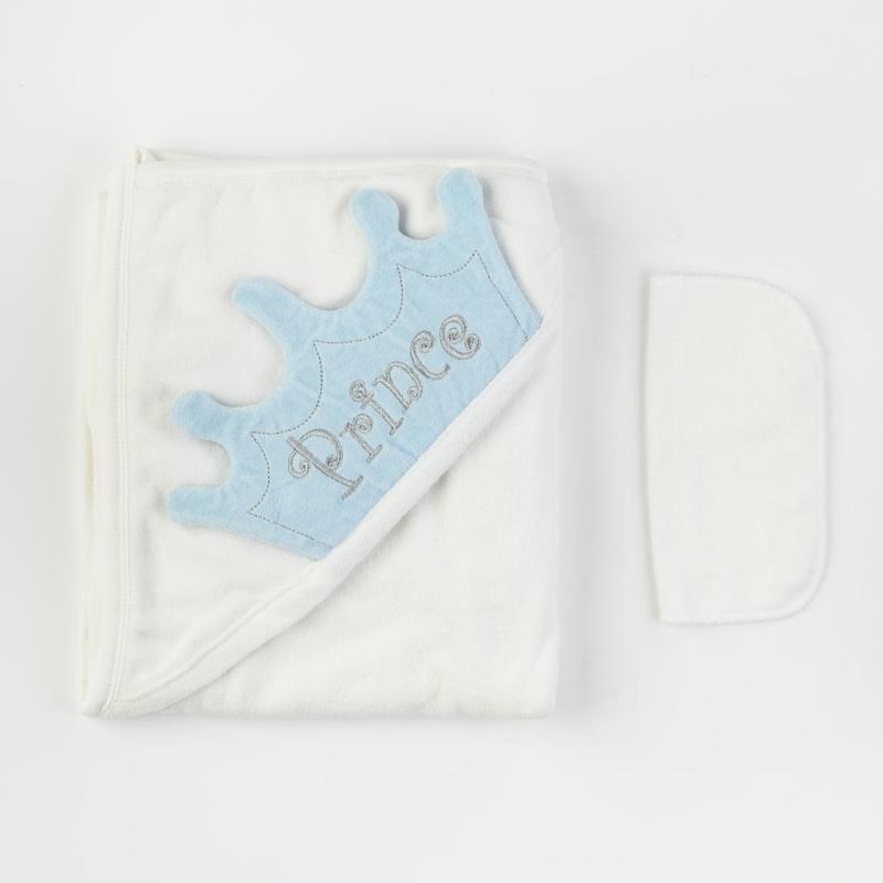 Baby towel For a boy  Prince   85x85 Babyline  White