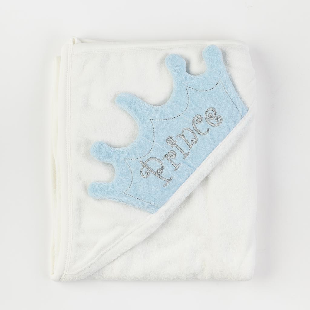 Βρεφικη πετσετα Για Αγόρι  Prince   85x85 Babyline  ασπρα