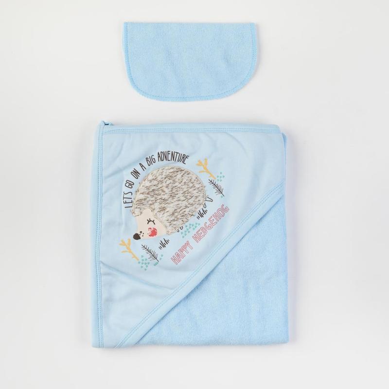 Βρεφικη πετσετα Για Αγόρι  Happy hedgehog   85x85 Babyline  Μπλε