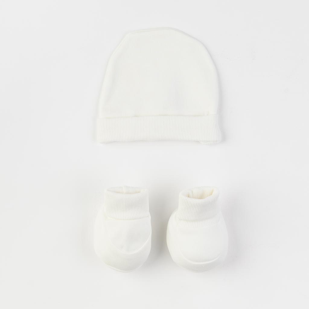 Бебешка пелена с шапка и буйки за момче 90x90 Sheep Baby line Бяла
