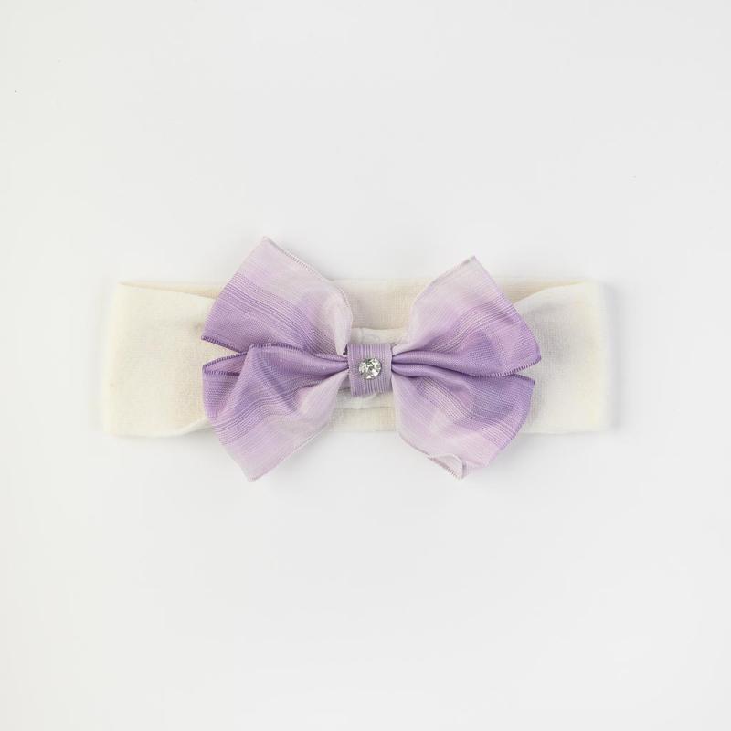 Baby hair band with a ribbon and a game stone  Baby babe  Purple