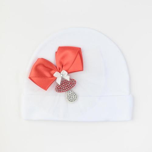 Бебешка шапка за момиче с панделка Mamasita Pacifier Червена