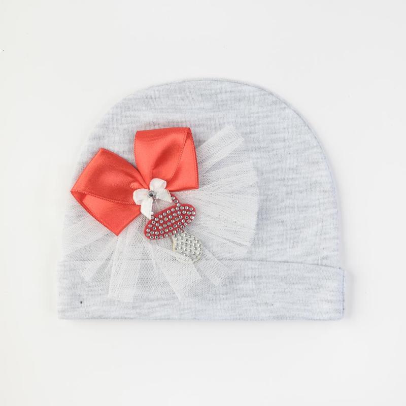 Baby hat For a girl with a ribbon  Mamasita   Pacifier  Gray