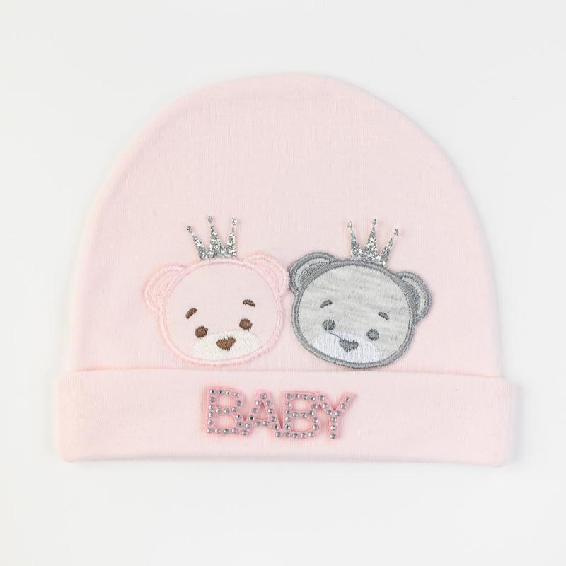 Бебешка шапка  момиче с панделка Mamasita Bears Розова