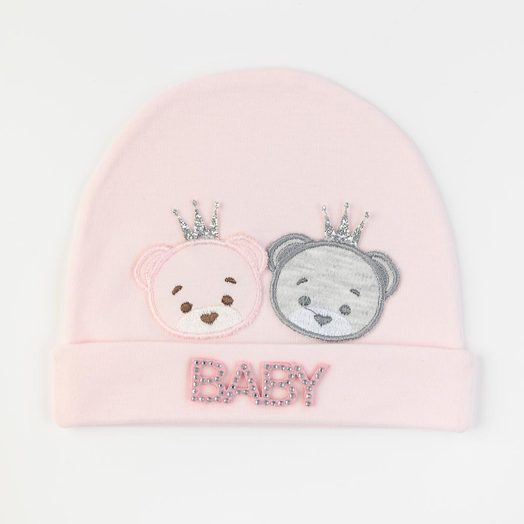 Бебешка шапка за момиче с панделка Mamasita Bears Розова