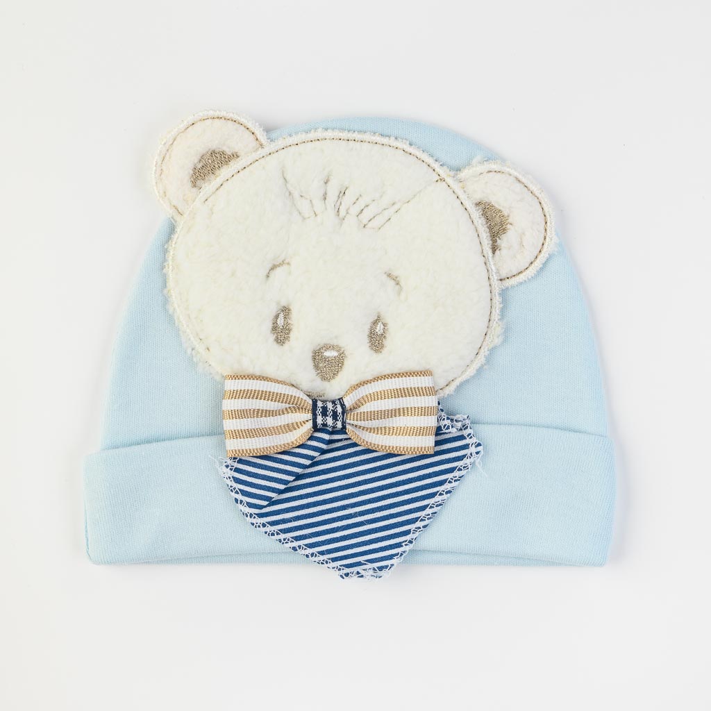 Βρεφικο σκουφακι Για Αγόρι με αρκουδακι  Mamasita Baby Bear  Μπλε