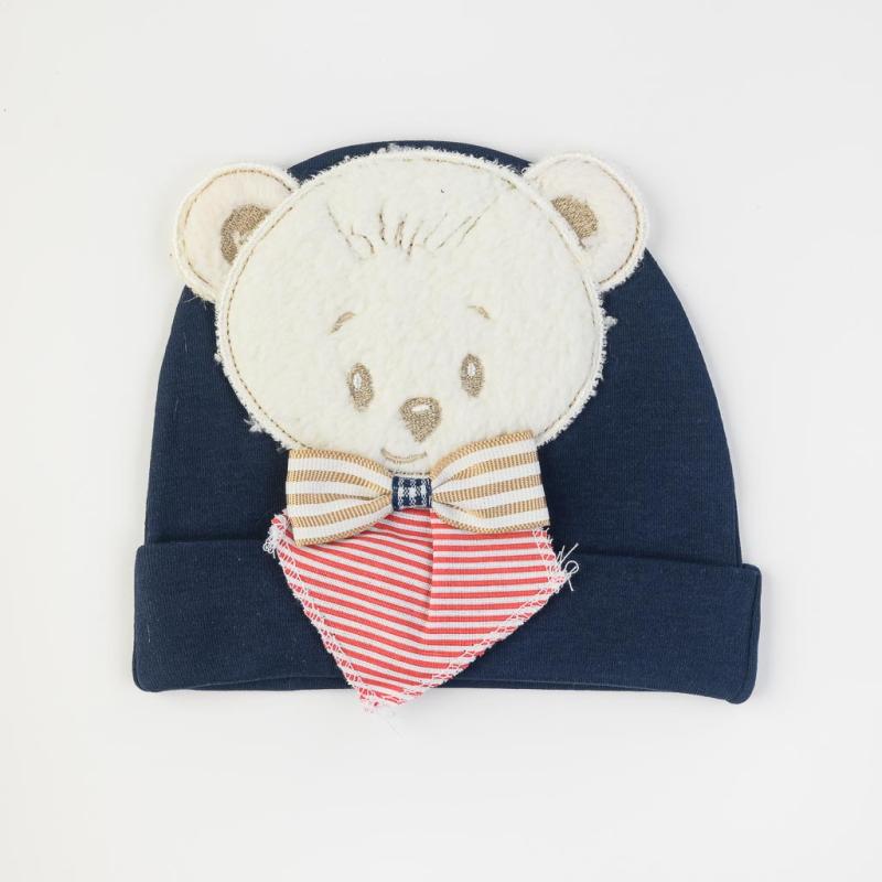 Baby hat For a boy with a bear  Mamasita Baby Bear  Dark blue