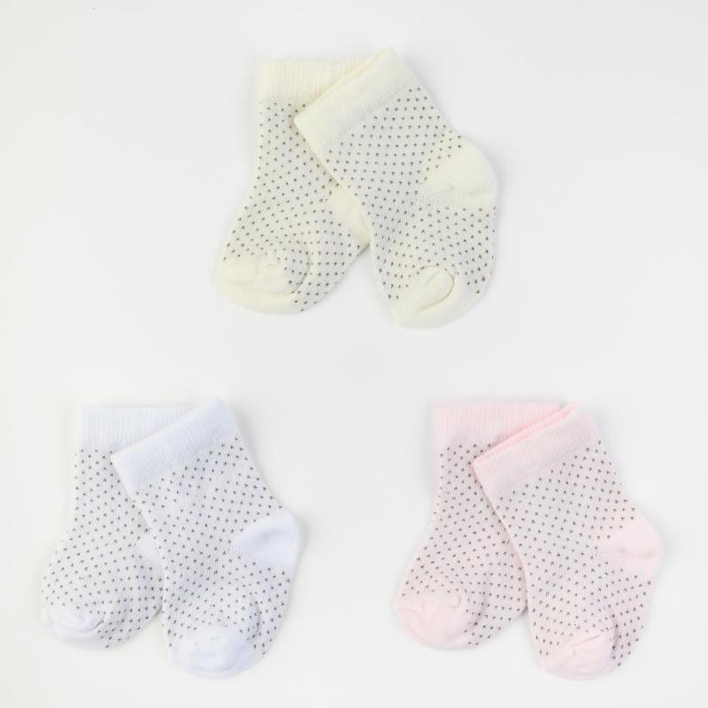 Комплект 3 чифта бебешки чорапки  момиче Kral baby Dots