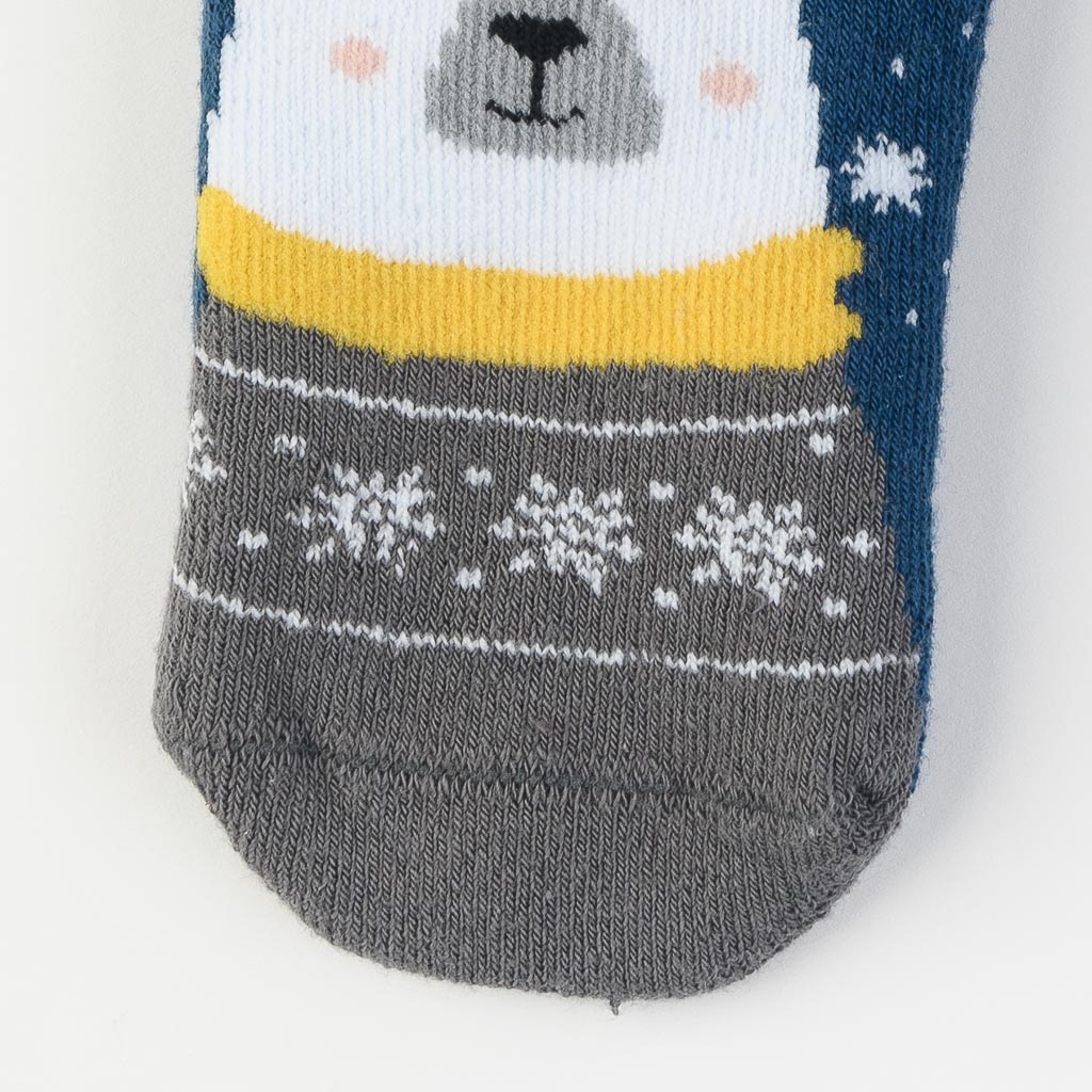 Бебешки коледни чорапки Bella socks White bear Сини