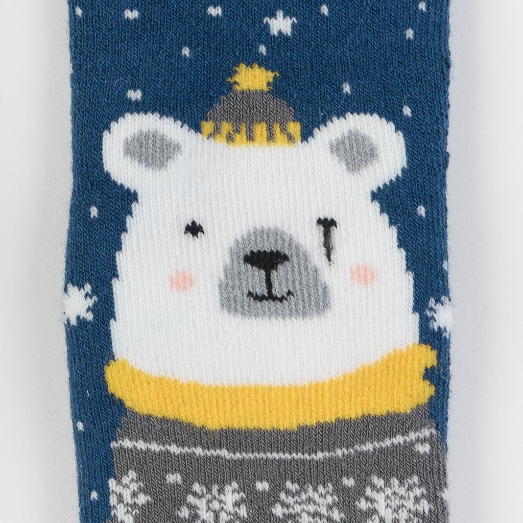 Βρεφικες χριστουγγενιατικες καλτσες  Bella socks   White bear  Μπλε
