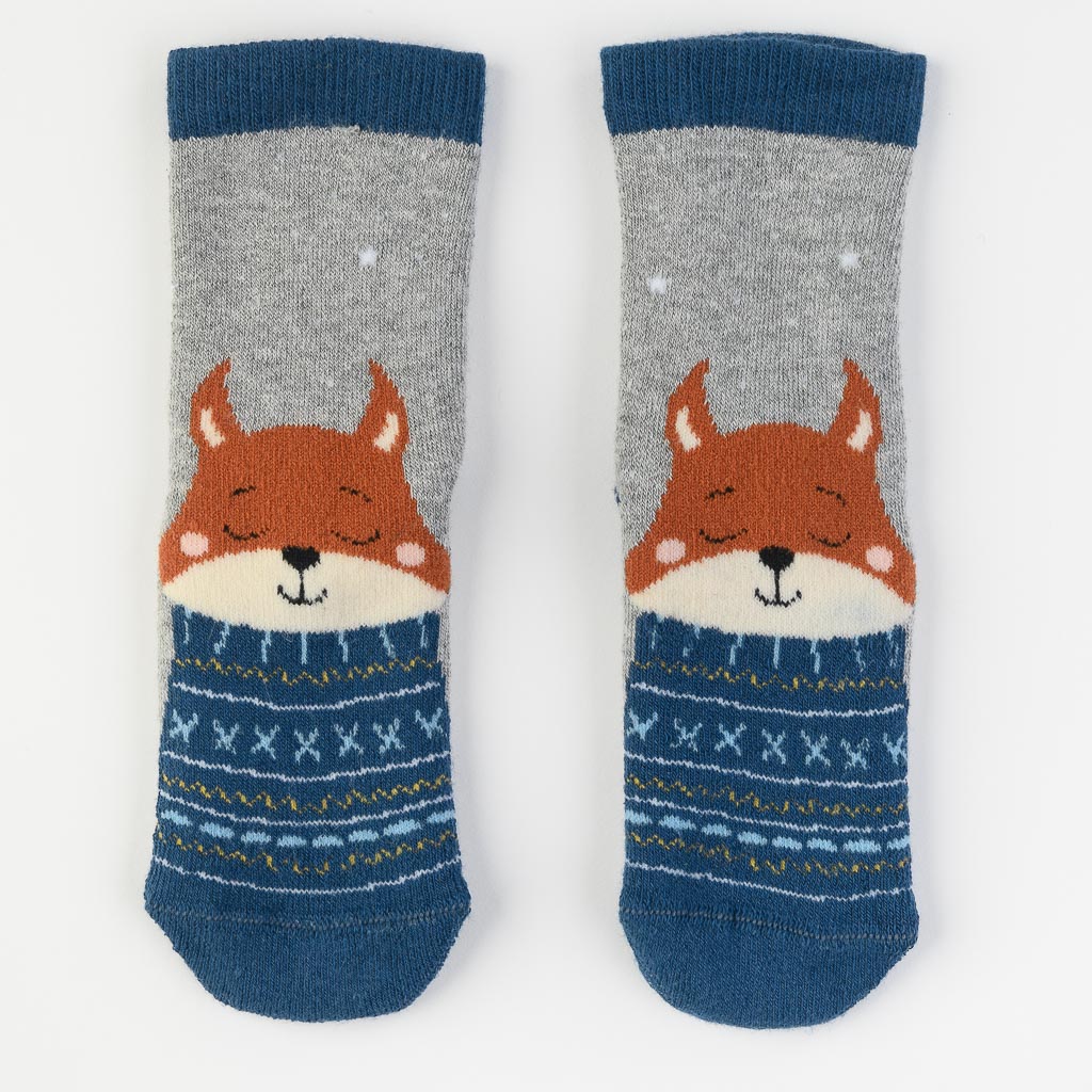 Бебешки коледни чорапки Bella socks Sleeping fox Сиви