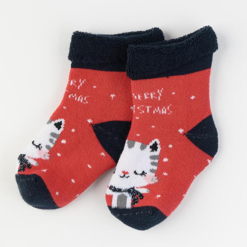 şosete bebe de Crăciun  Bella socks   Merry Christmas Kitty  Roşii