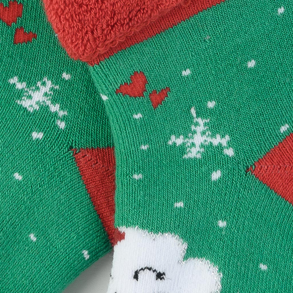 Βρεφικες χριστουγγενιατικες καλτσες  Bella socks   Snow Cloud  Πρασινο