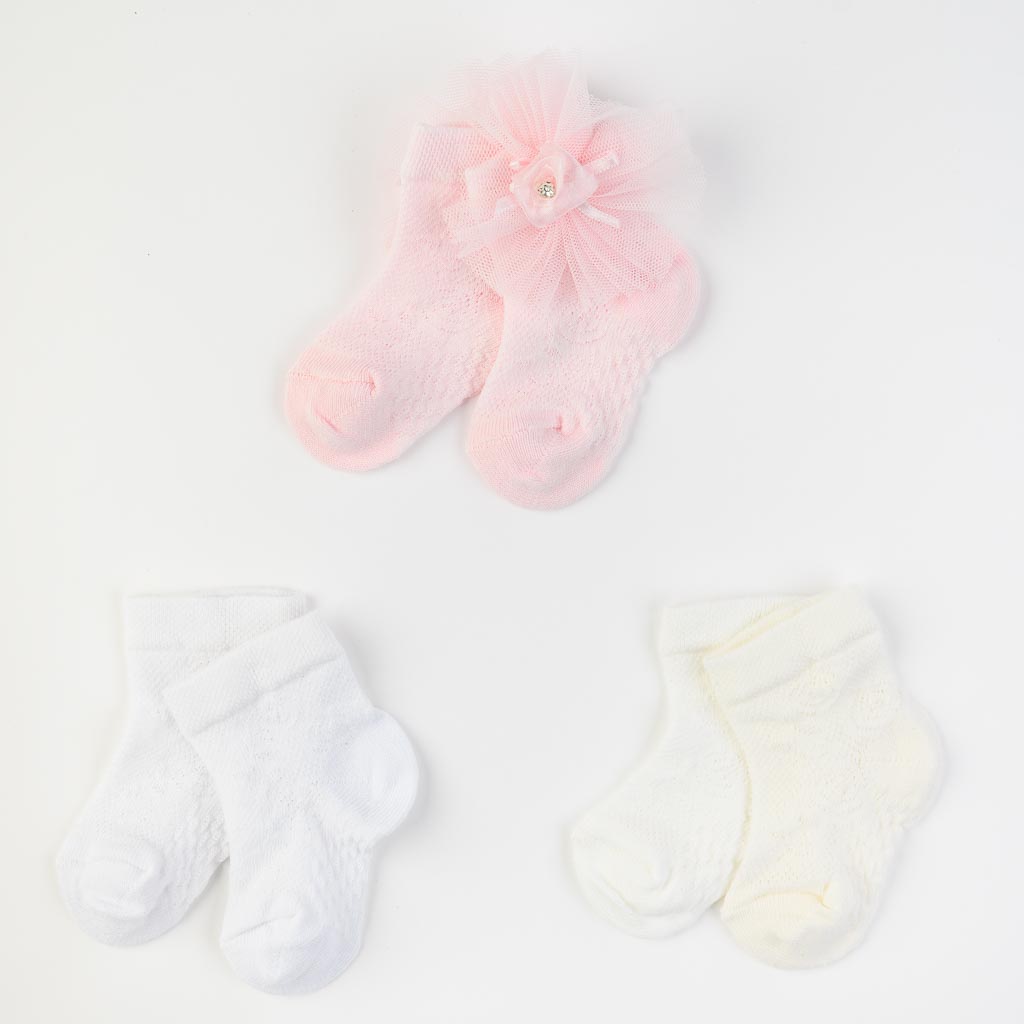 Комплект 3 чифта бебешки чорапки за момиче JW Baby Асортимент