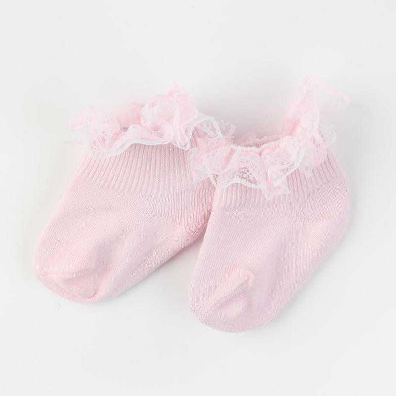 Бебешки чорапки  момиче с дантела Just pink Розови