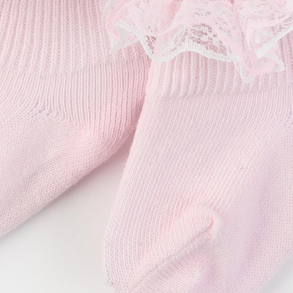 Бебешки чорапки за момиче с дантела Just pink Розови