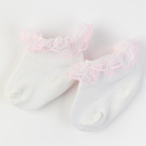 Бебешки чорапки за момиче с дантела Just pink Бели