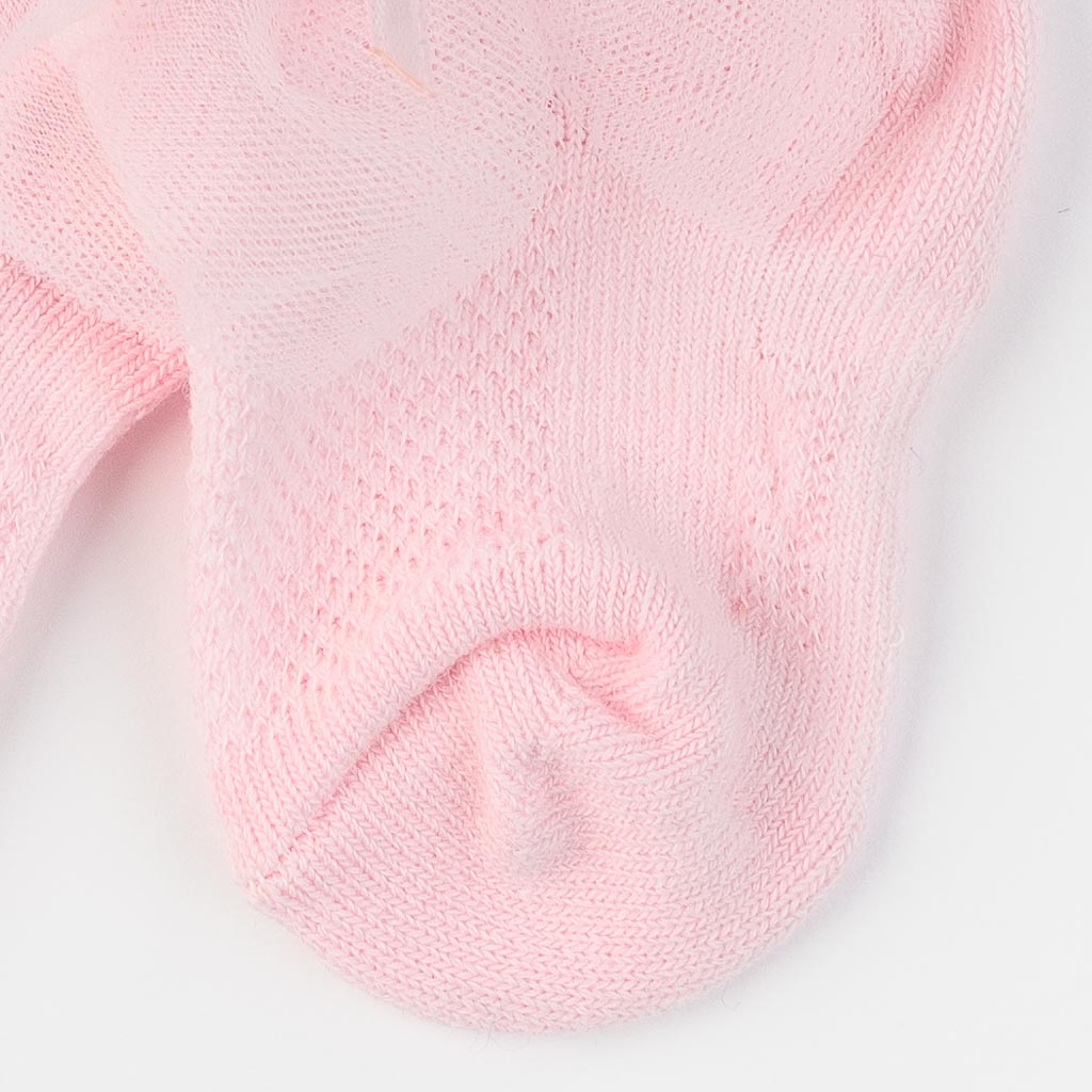 βρεφικες καλτσες Για Κορίτσι με φιογκο απο τουλι  JW Collection  ροζ