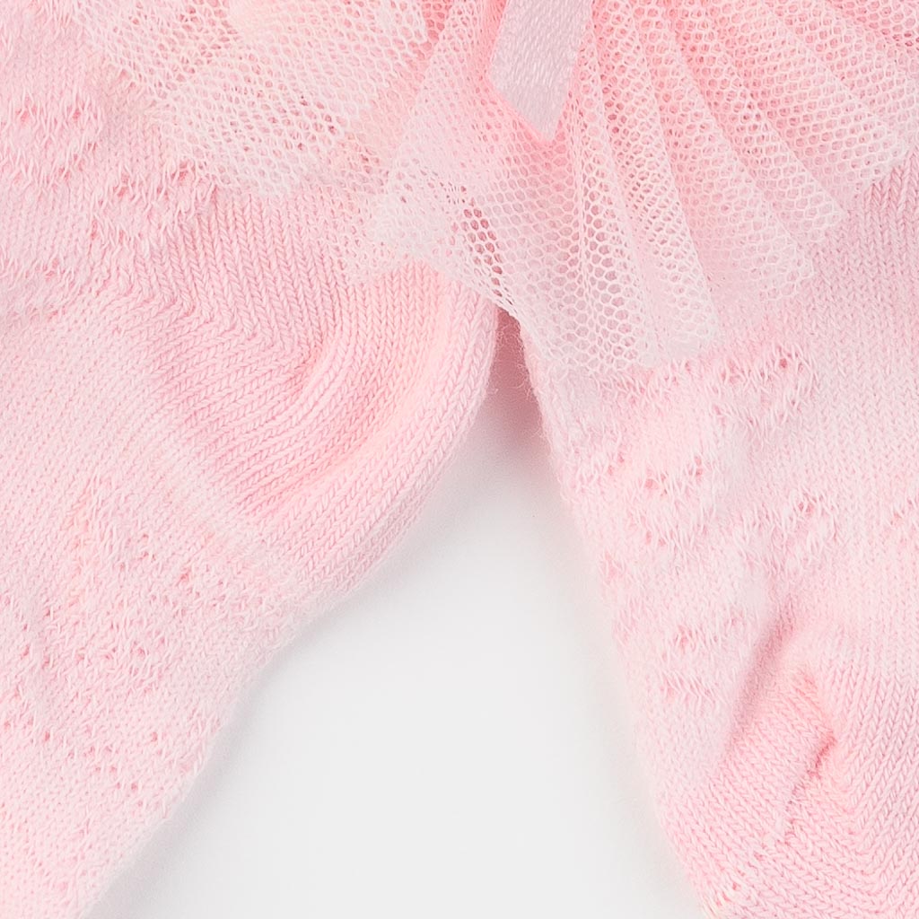 Бебешки чорапки за момиче с панделка JW Collection Rose girl Розови