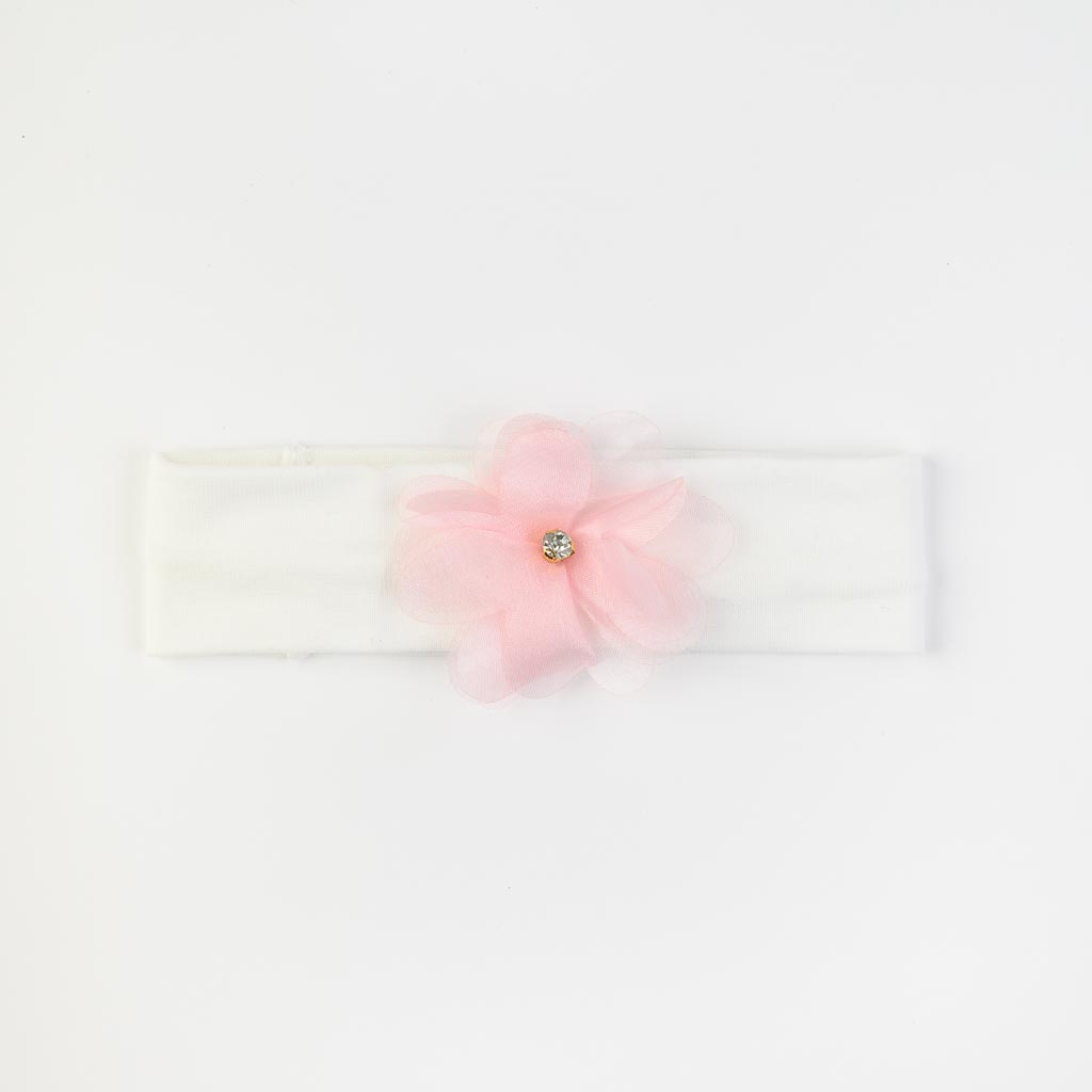 Βρεφικη κορδελα για τα μαλλια  Little flower  Ροζε
