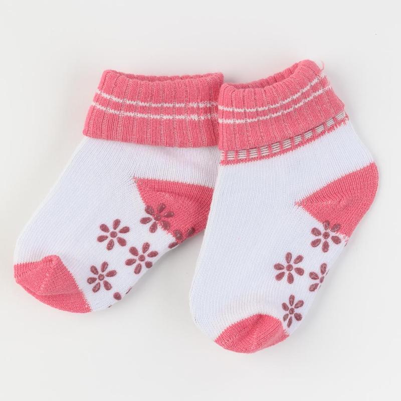 Бебешки чорапки  момиче Talha Flower Цикламени