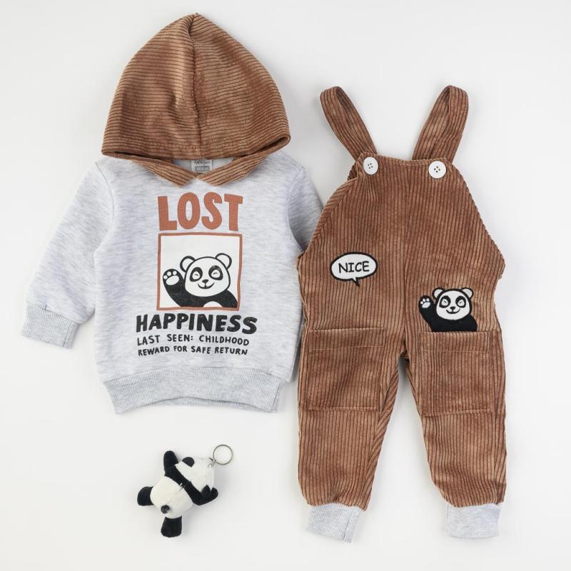 Βρεφικά σετ ρούχων Για Αγόρι Φόρμα με Μπλούζα  JNF kids   Panda  Καφε