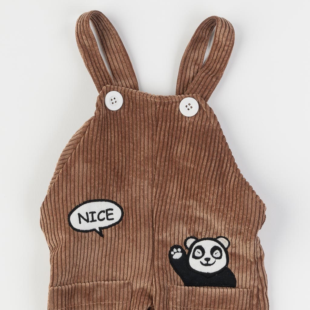 Βρεφικά σετ ρούχων Για Αγόρι Φόρμα με Μπλούζα  JNF kids   Panda  Καφε