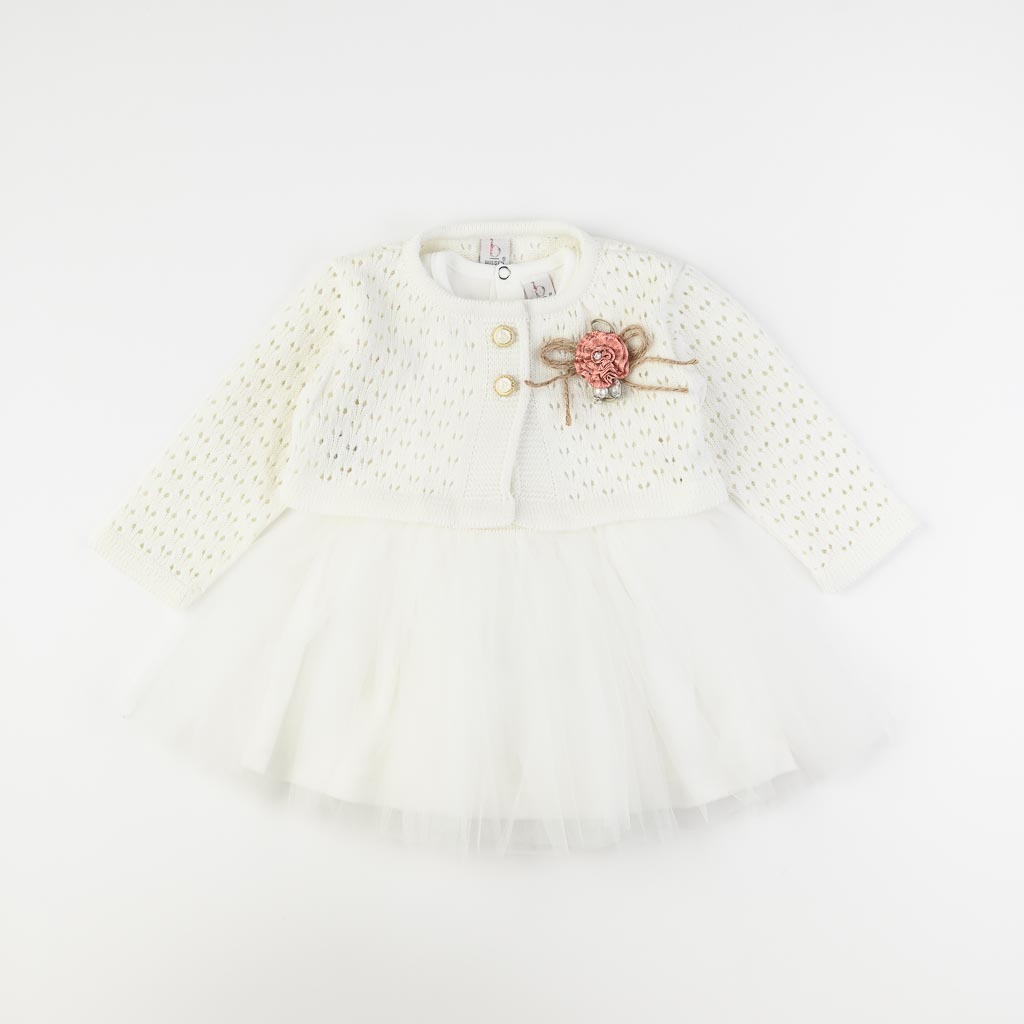 Бебешка официална рокля с жилетка Bulsen baby Whitey- Бяла