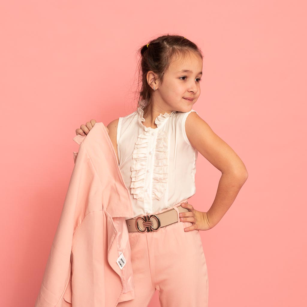 Детски комплект за момиче сако риза и панталон Miss Pallone So classy so pinky Розов