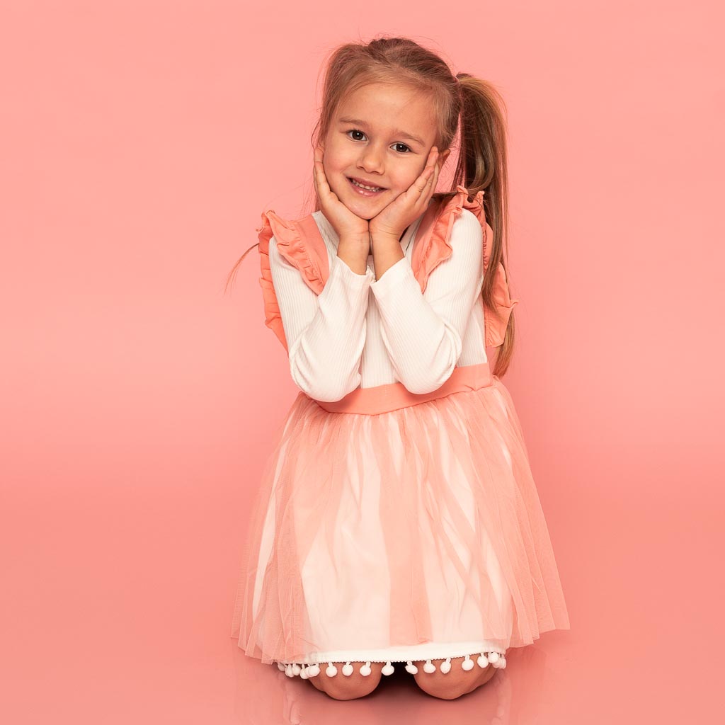 Παιδικο φορεμα με μακρυ μανικι  Breeze Bouncy girl  Ροδακινι