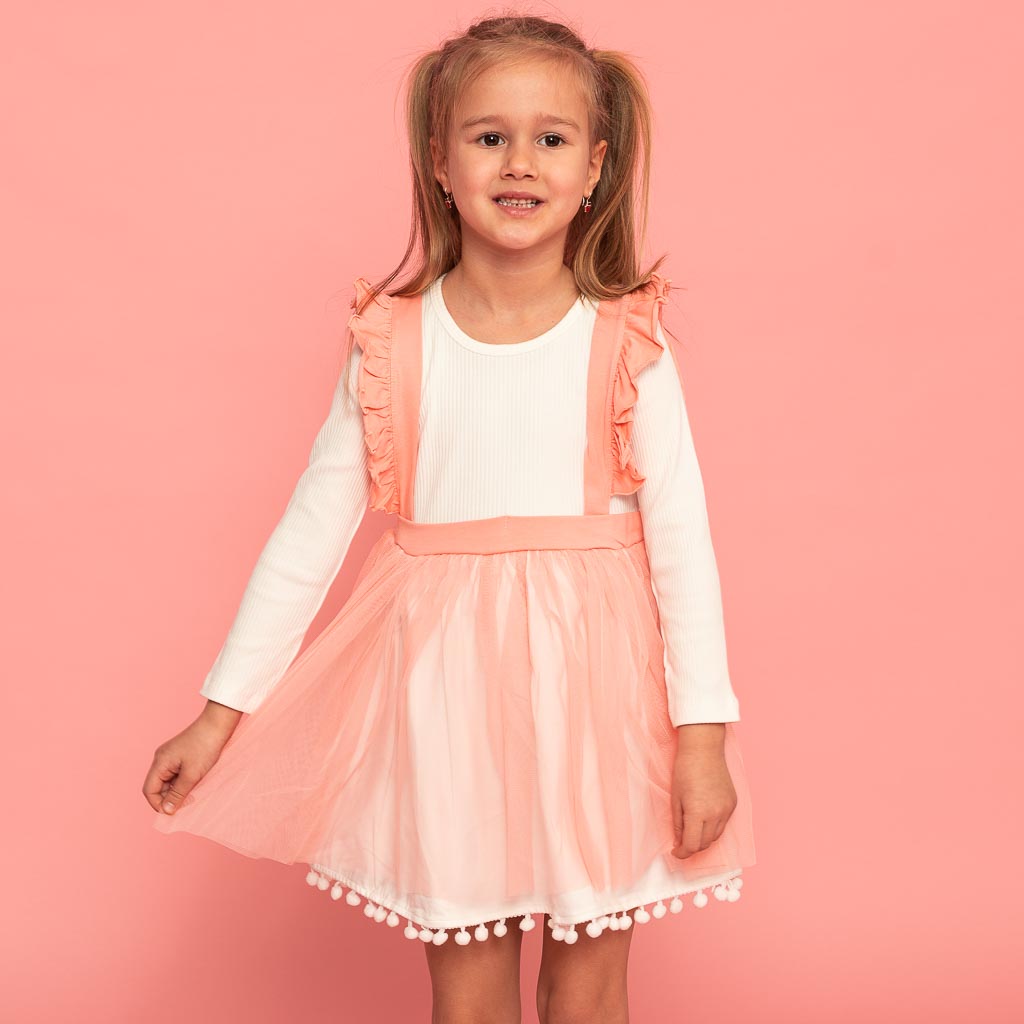 Детска рокля с дълъг ръкав Breeze Bouncy girl Праскова