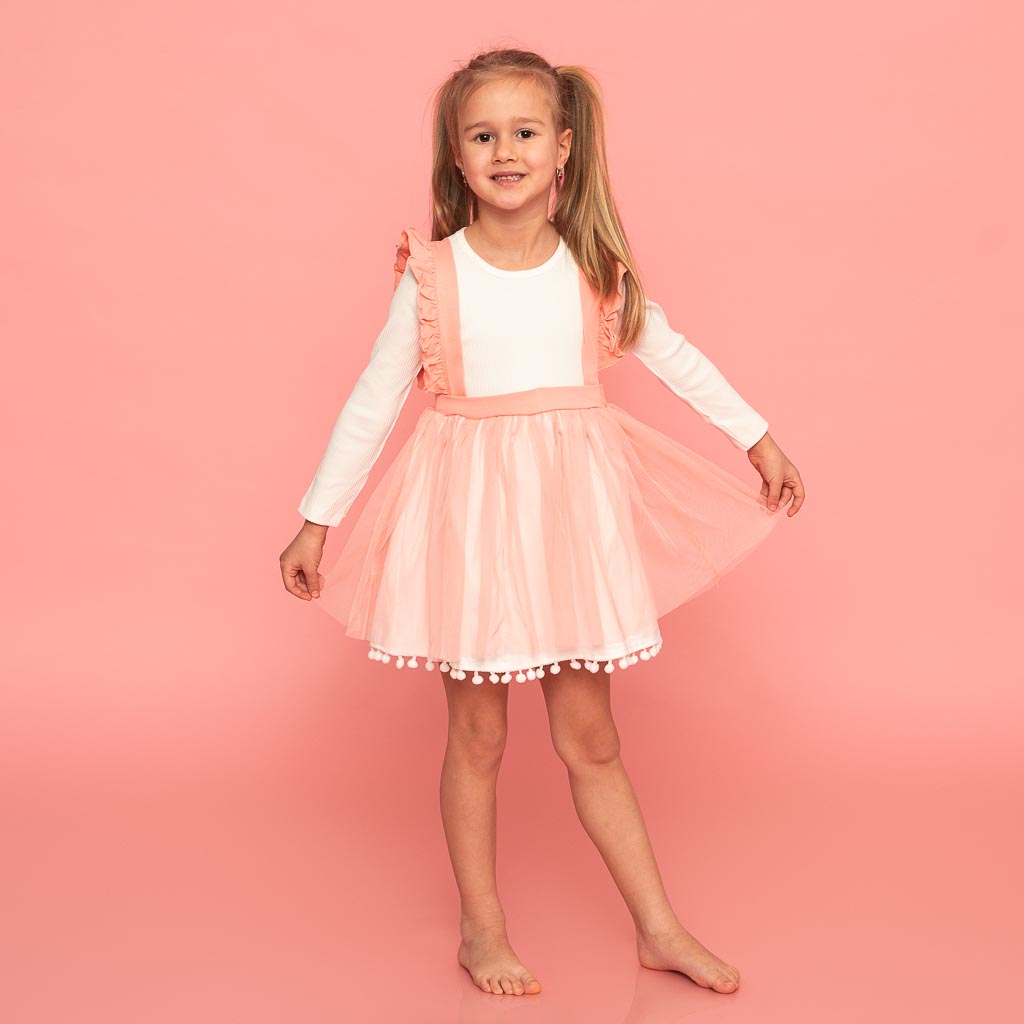 Παιδικο φορεμα με μακρυ μανικι  Breeze Bouncy girl  Ροδακινι