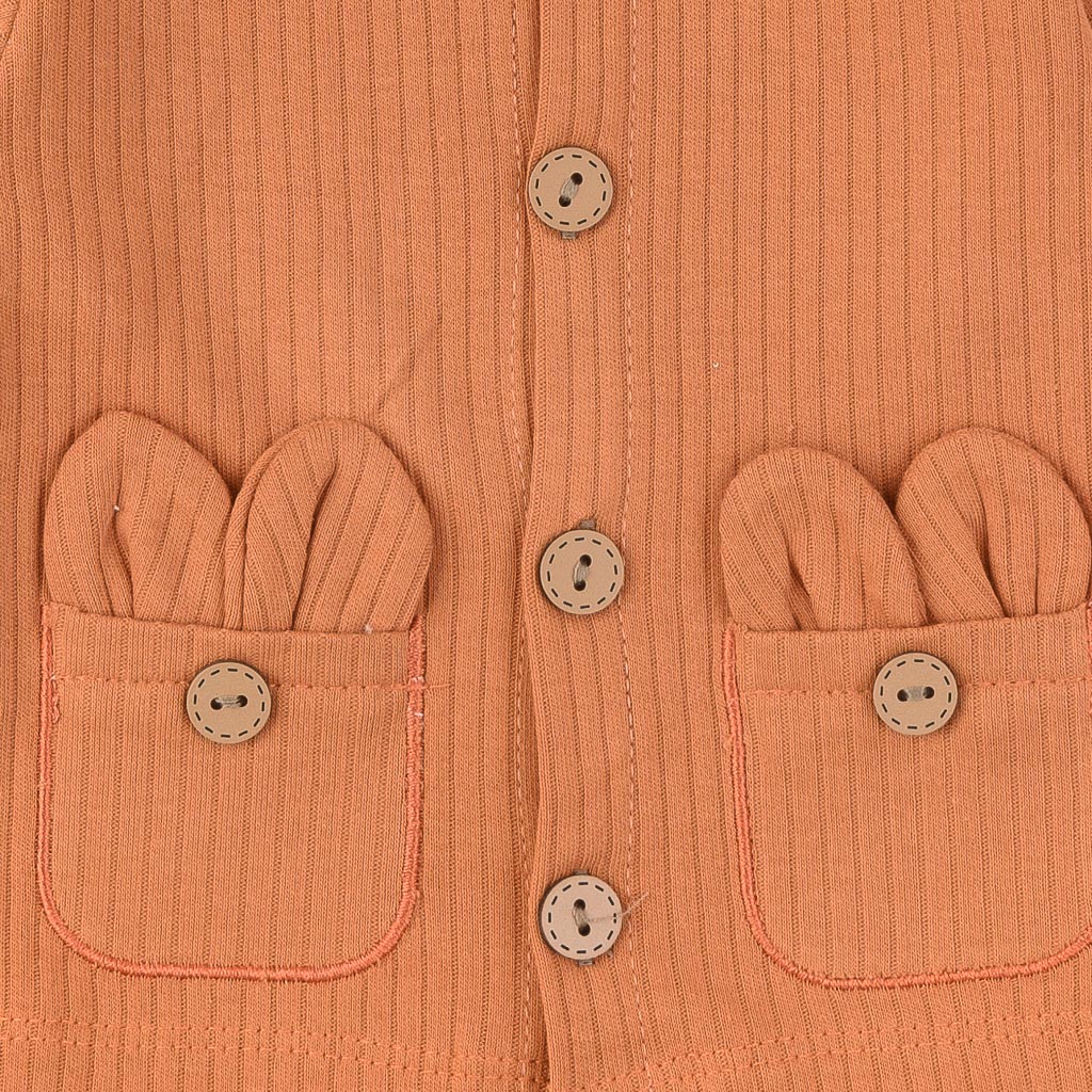 Бебешки комплект блузка с джобчета ританки и шапка Mini love This bunny Кафяв