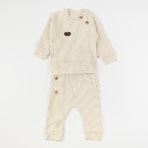 Бебешки комплект блузка и панталонки Mini love Classic Baby Екрю