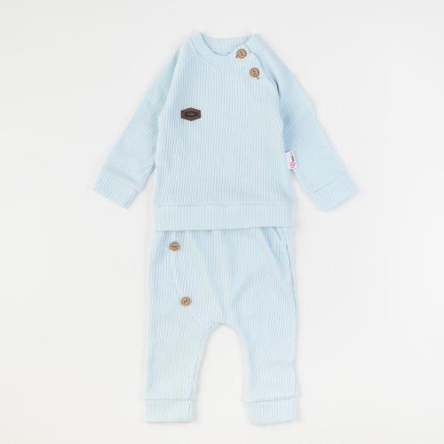 Бебешки комплект блузка и панталонки Mini love Classic Baby Светлосин