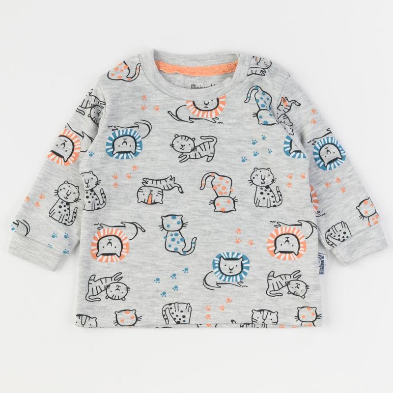 Baby blouse For a boy  Miniworld   Lions and Tigers  Peach