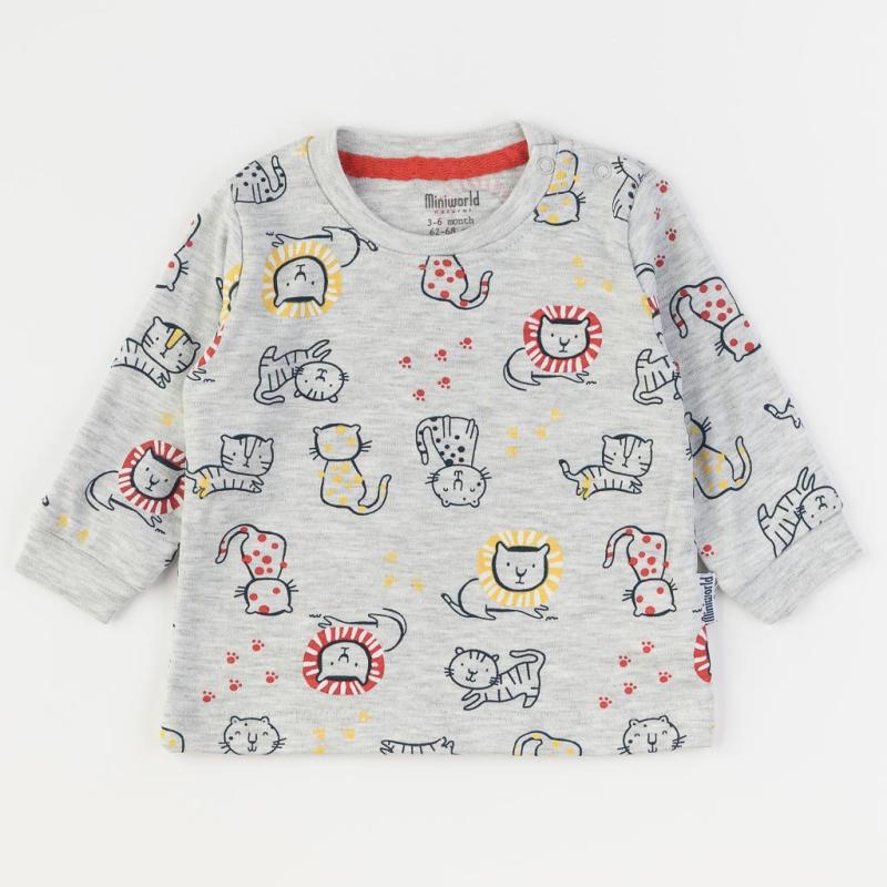 Baby blouse For a boy  Miniworld   Lions and Tigers  Red