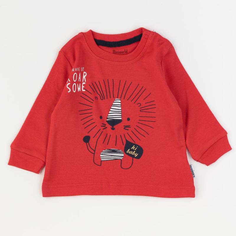 Baby blouse For a boy  Miniworld   I wake up  Red