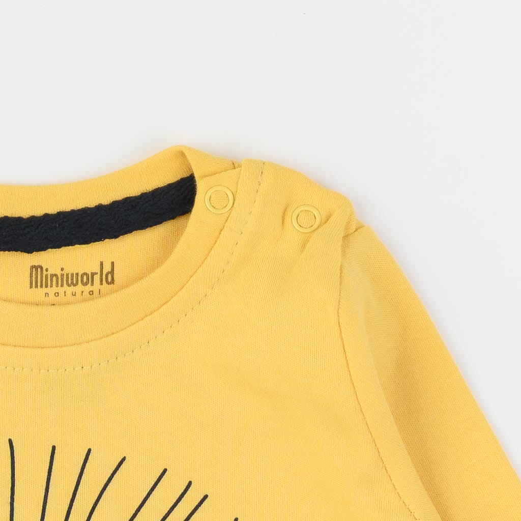 Бебешка блузка за момче Miniworld I wake up Жълта