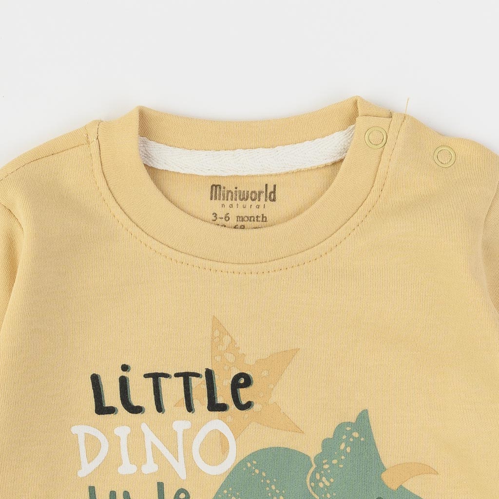 Бебешка блузка за момче Miniworld Little Dino Dude Жълта