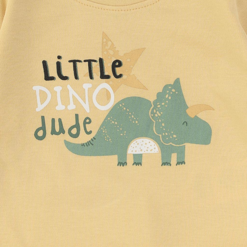 Бебешка блузка за момче Miniworld Little Dino Dude Жълта