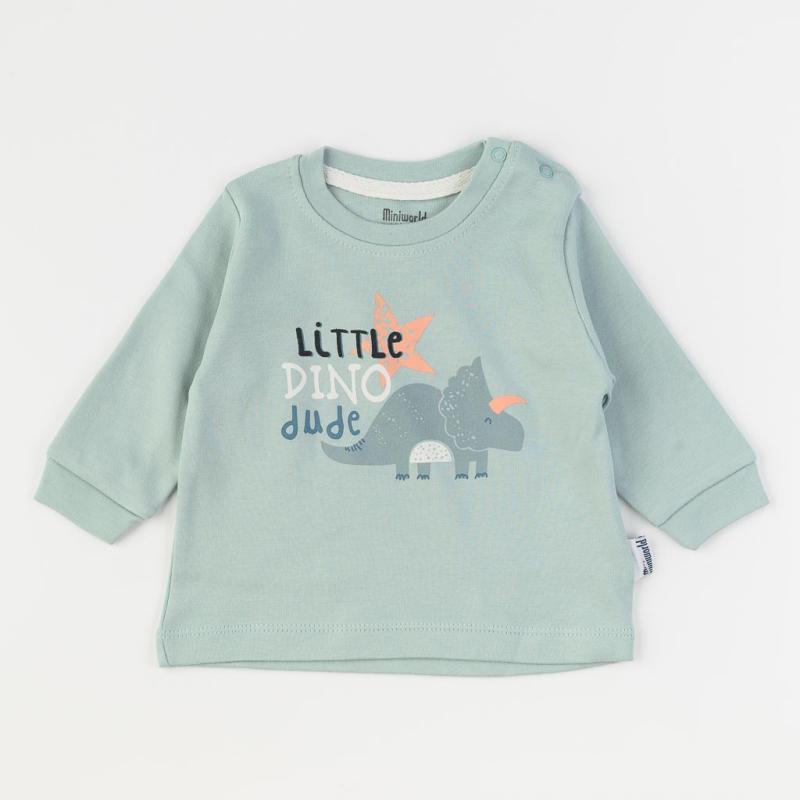 Baby blouse For a boy  Miniworld   Little Dino Dude  Blue